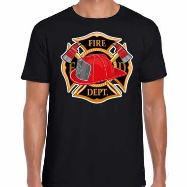 Brandweer logo verkleed t shirt / kostuum zwart heren