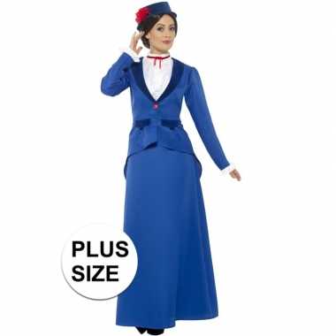 Grote maten victoriaanse kinderjuffrouw kostuum dames