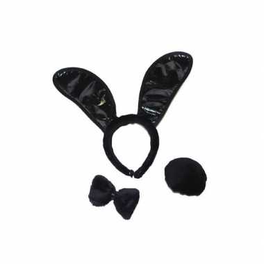 Zwart bunny kostuumje 3 delig