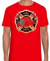 Brandweer logo verkleed t-shirt kostuum rood heren