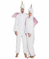 Eenhoorn dieren onesie kostuum volwassenen wit