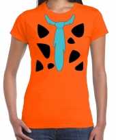 Fred holbewoner kostuum t shirt oranje dames