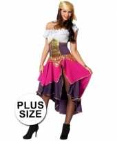 Grote maten roze zigeunerin kostuum dames