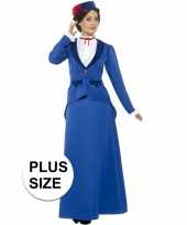 Grote maten victoriaanse kinderjuffrouw kostuum dames