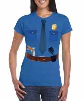 Politie uniform kostuum t shirt blauw dames