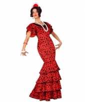 Spaanse flamencodanseres jurk rood verkleed kostuum dames 10132362