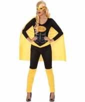 Superheld verkleed pak kostuum zwart geel dames